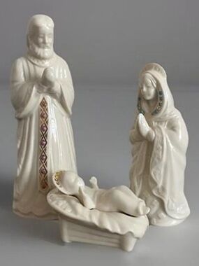 Vintage Lenox China Jewels Nativity Holy Family 3-Piece Set